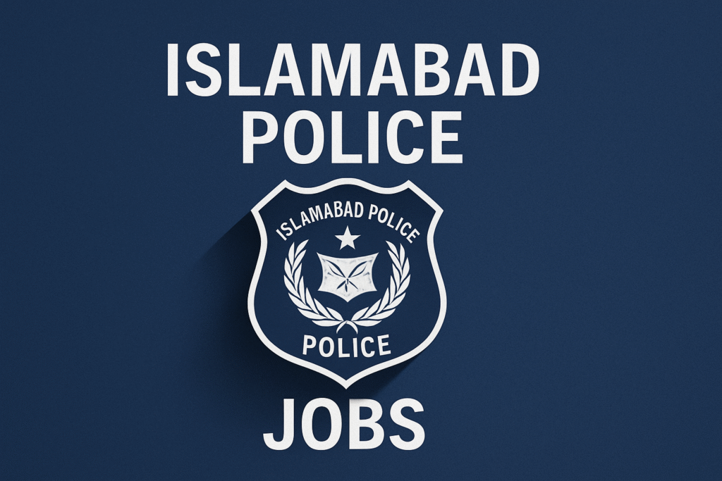 Islamabad Police Jobs 2025 banner on blue background
