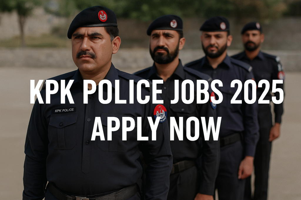 Uniformed KPK police officers standing in line during training