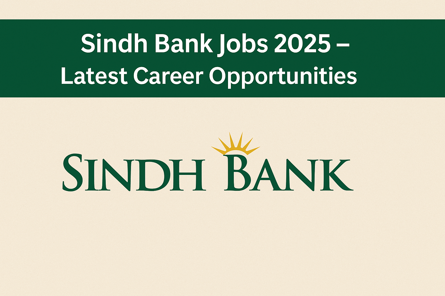 Promotional banner for Sindh Bank Jobs 2025 featuring logo and title